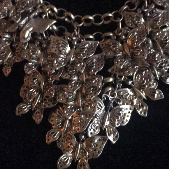 Gold-Tone Butterfly Bib Statement Necklace - Picture 4 of 4